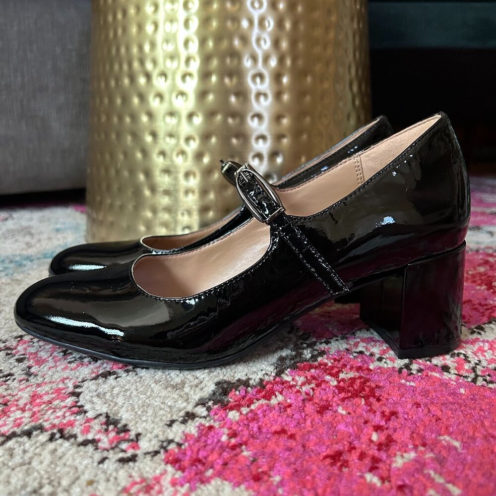 NATURALIZER Renny Mary Jane Black Patent Leather Pumps Size 8M